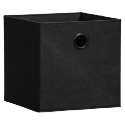 Opbergboxen-Leen Bakker Opbergbox Kenzi stof - zwart - 31x31x31 cm