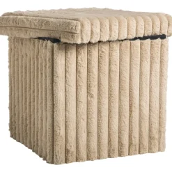 Leen Bakker Opbergbox opvouwbaar - fluffy taupe - 38x38x38 cm