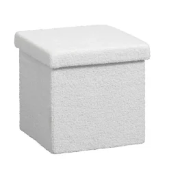 Leen Bakker Opbergbox Teddy - opvouwbaar - off-white - 37,5x38x38 cm