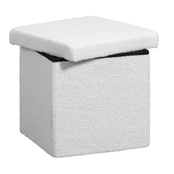 Leen Bakker Opbergbox Teddy - opvouwbaar - off-white - 37,5x38x38 cm