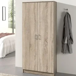 Wandkasten-Rousseau Opbergkast Ray 80cm met 2 deuren en 4 legplanken - sonoma eik