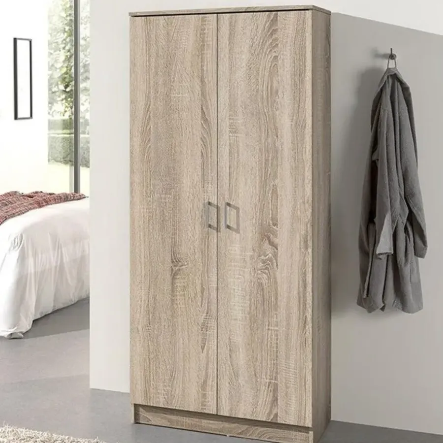 Wandkasten-Rousseau Opbergkast Ray 80cm met 2 deuren en 4 legplanken - sonoma eik