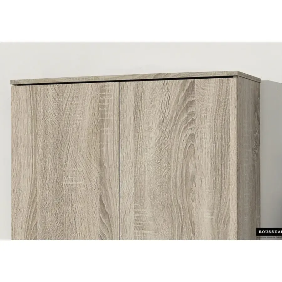 Wandkasten-Rousseau Opbergkast Ray 80cm met 2 deuren en 4 legplanken - sonoma eik
