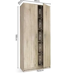Wandkasten-Rousseau Opbergkast Ray 80cm met 2 deuren en 4 legplanken - sonoma eik