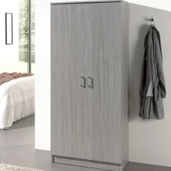 Wandkasten-Rousseau Opbergkast Ray 80cm met 2 deuren en 4 legplanken - grijze eik