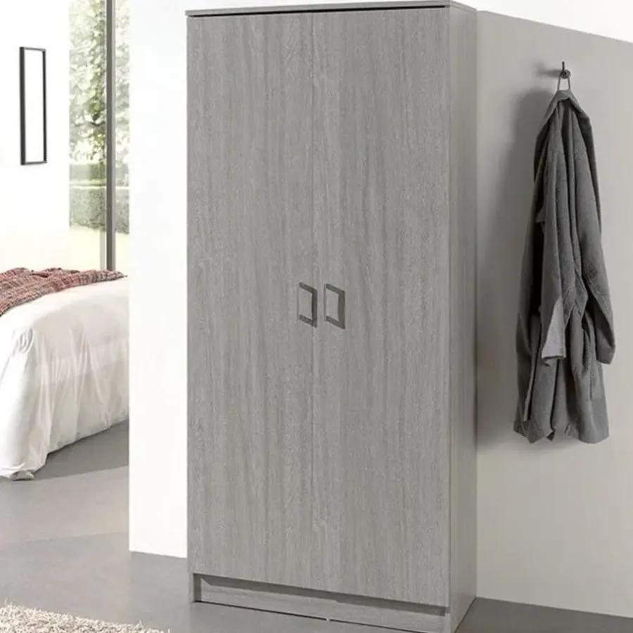 Wandkasten-Rousseau Opbergkast Ray 80cm met 2 deuren en 4 legplanken - grijze eik