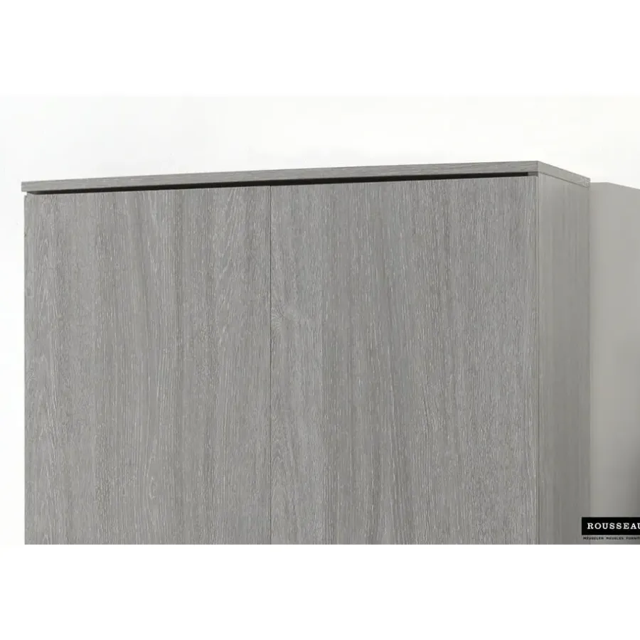 Wandkasten-Rousseau Opbergkast Ray 80cm met 2 deuren en 4 legplanken - grijze eik