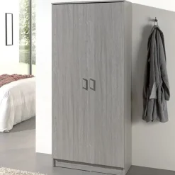 Wandkasten-Rousseau Opbergkast Ray 80cm met 2 deuren en 4 legplanken - grijze eik