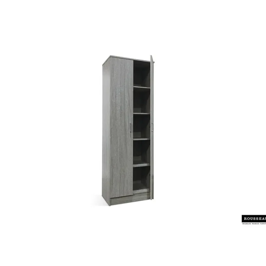 Wandkasten-Rousseau Opbergkast Ray 60cm met 2 deuren en 4 legplanken - grijze eik
