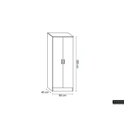 Wandkasten-Rousseau Opbergkast Ray 60cm met 2 deuren en 4 legplanken - grijze eik