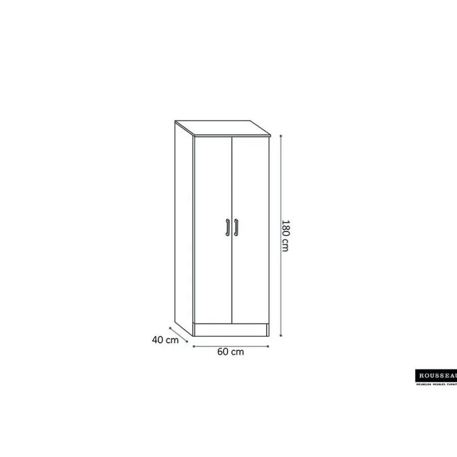 Wandkasten-Rousseau Opbergkast Ray 60cm met 2 deuren en 4 legplanken - grijze eik