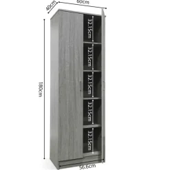 Wandkasten-Rousseau Opbergkast Ray 60cm met 2 deuren en 4 legplanken - grijze eik