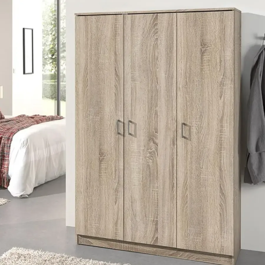 Wandkasten-Rousseau Opbergkast Ray 120cm met 3 deuren en 4 legplanken - sonoma eik