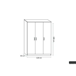 Wandkasten-Rousseau Opbergkast Ray 120cm met 3 deuren en 4 legplanken - sonoma eik