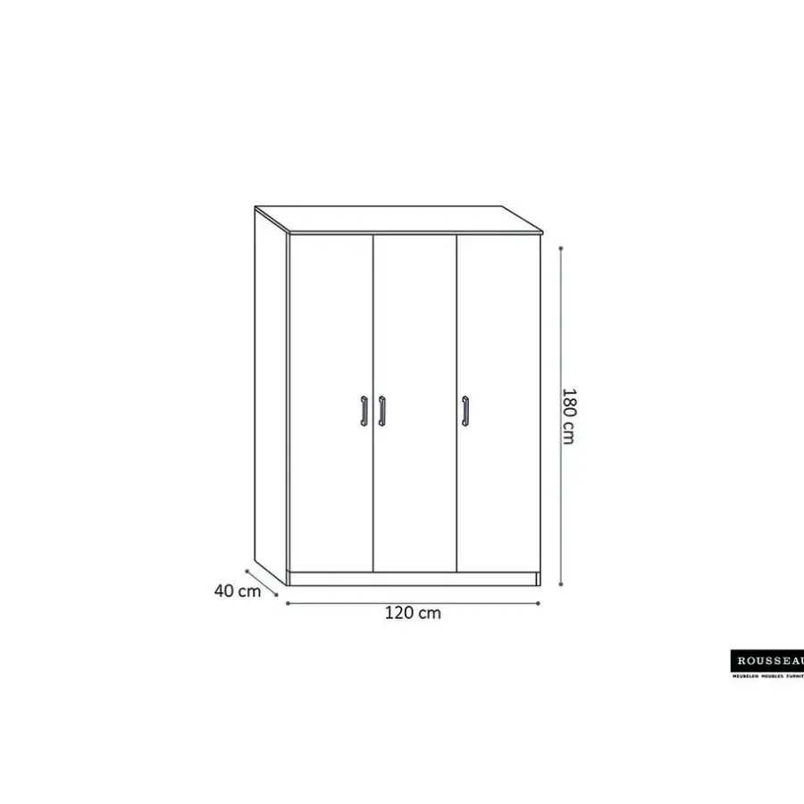 Wandkasten-Rousseau Opbergkast Ray 120cm met 3 deuren en 4 legplanken - sonoma eik