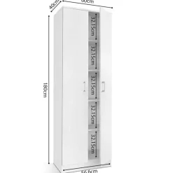 Wandkasten-Rousseau Opbergkast Ray 60cm met 2 deuren en 4 legplanken - wit