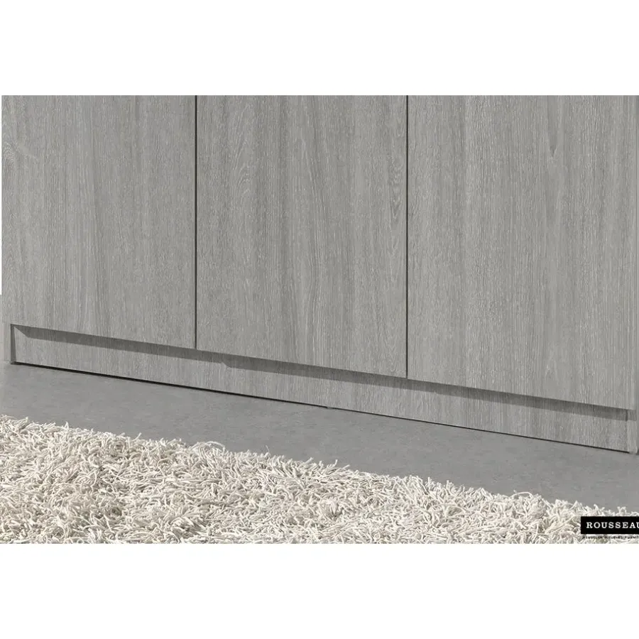 Rousseau Opbergkast Ray 120cm met 3 deuren en 4 legplanken - grijze eik