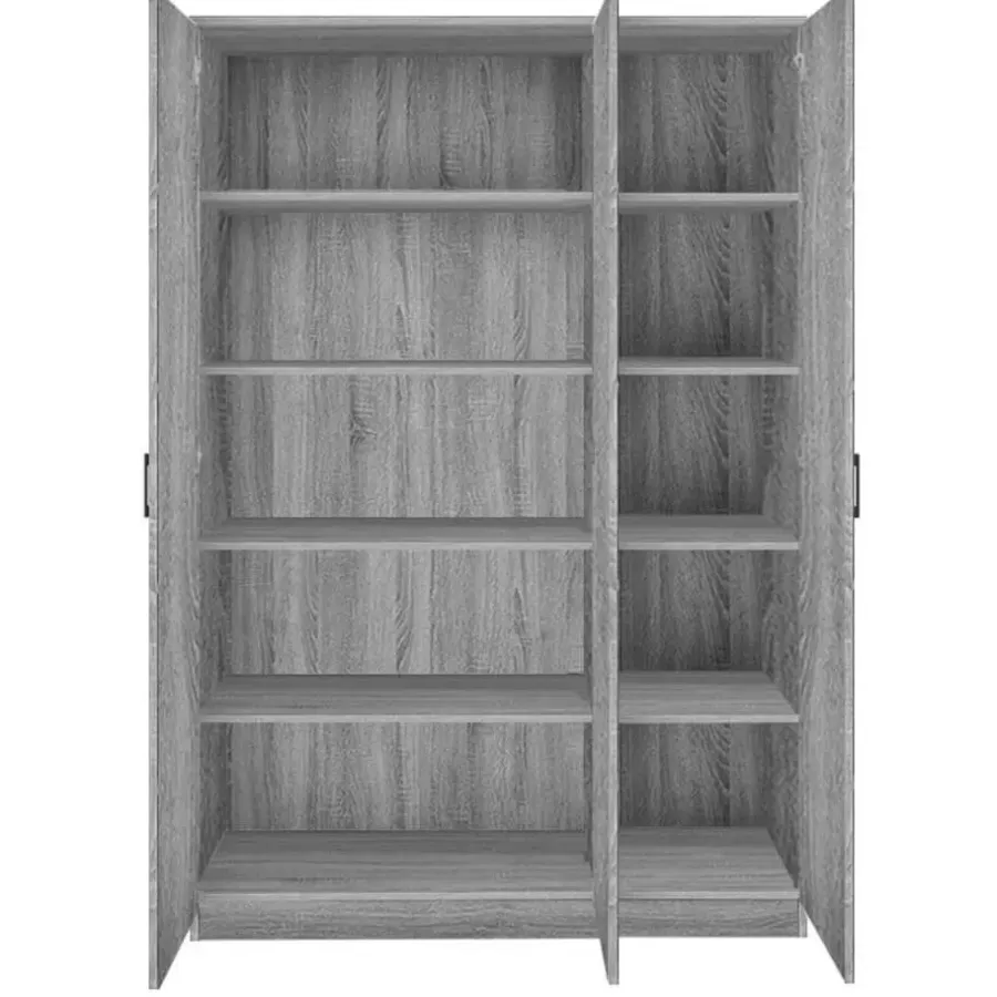 Rousseau Opbergkast Ray 120cm met 3 deuren en 4 legplanken - grijze eik