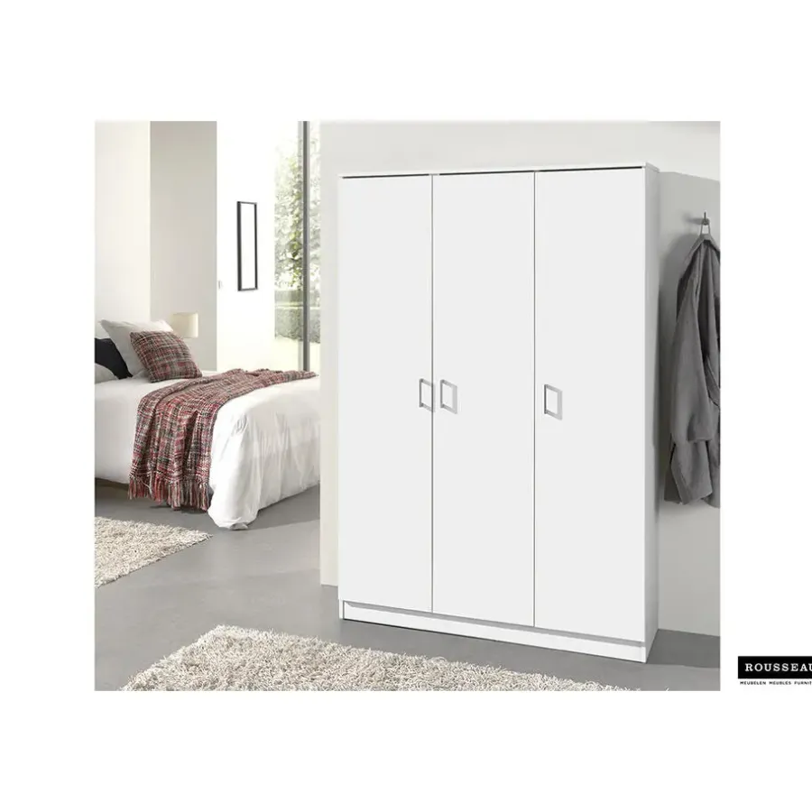 Wandkasten-Rousseau Opbergkast Ray 120cm met 3 deuren en 4 legplanken -wit