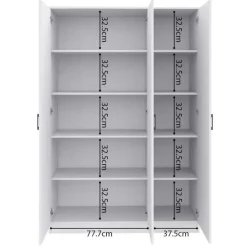 Wandkasten-Rousseau Opbergkast Ray 120cm met 3 deuren en 4 legplanken -wit