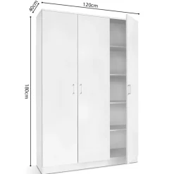 Wandkasten-Rousseau Opbergkast Ray 120cm met 3 deuren en 4 legplanken -wit