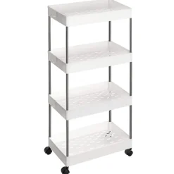 Trolleys-Merkloos Opbergtrolley - 4 niveaus - 40x86x22 cm - wit
