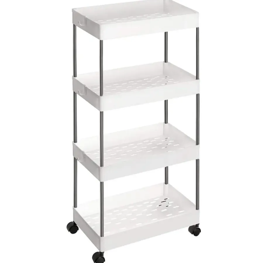 Trolleys-Merkloos Opbergtrolley - 4 niveaus - 40x86x22 cm - wit