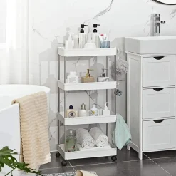 Trolleys-Merkloos Opbergtrolley - 4 niveaus - 40x86x22 cm - wit