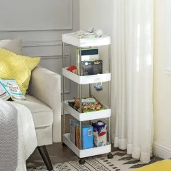 Trolleys-Merkloos Opbergtrolley - 4 niveaus - 40x86x22 cm - wit