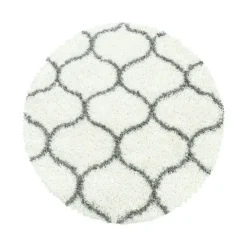 Hoogpolige Vloerkleden|Ronde Vloerkleden-Muratap Opera Soft Shaggy Rond Hoogpolig Vloerkleed Cream - 160 CM ROND