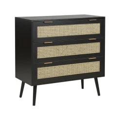 Beliani OPOCO - Commode - Zwart - Rotan