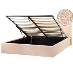 Beliani ORBEY - Bed met opbergruimte - Beige - 140 x 200 cm - Bouclé