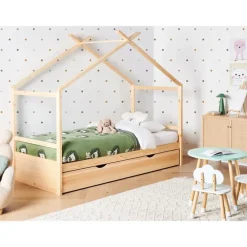 Beliani ORGEVAL - Daybed voor kinderen - Lichtbruin - 90 x 200 cm - Grenenhout