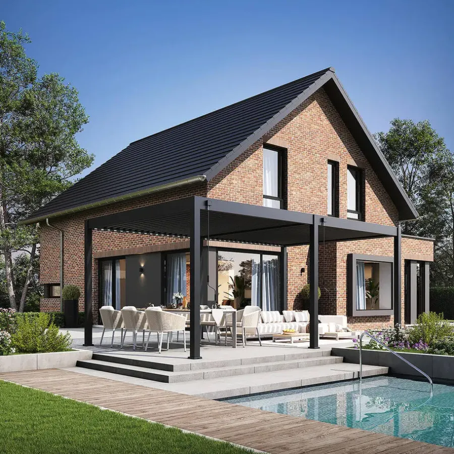 Terrasoverkappingen-Orion Deluxe overkapping elektrisch met LED 360 x 720 antraciet