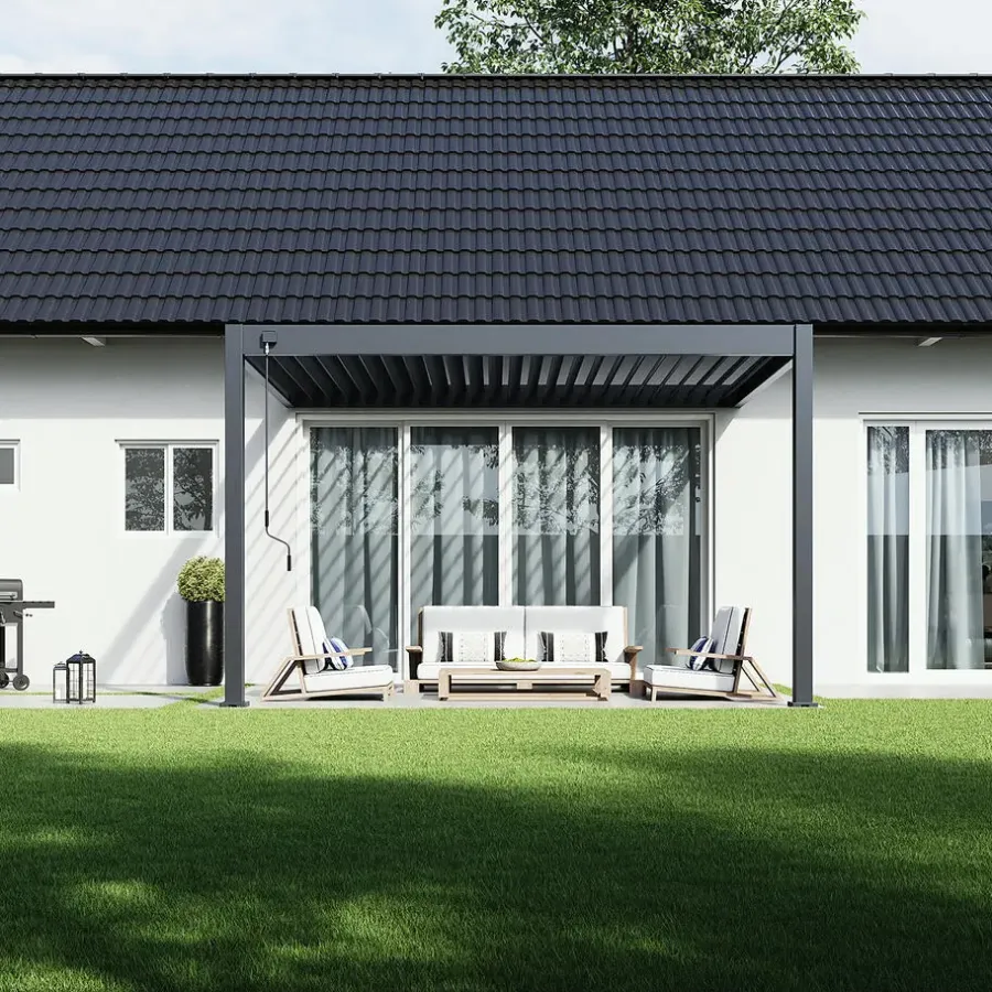 Orion Deluxe overkapping muur 300 x 400 cm antraciet