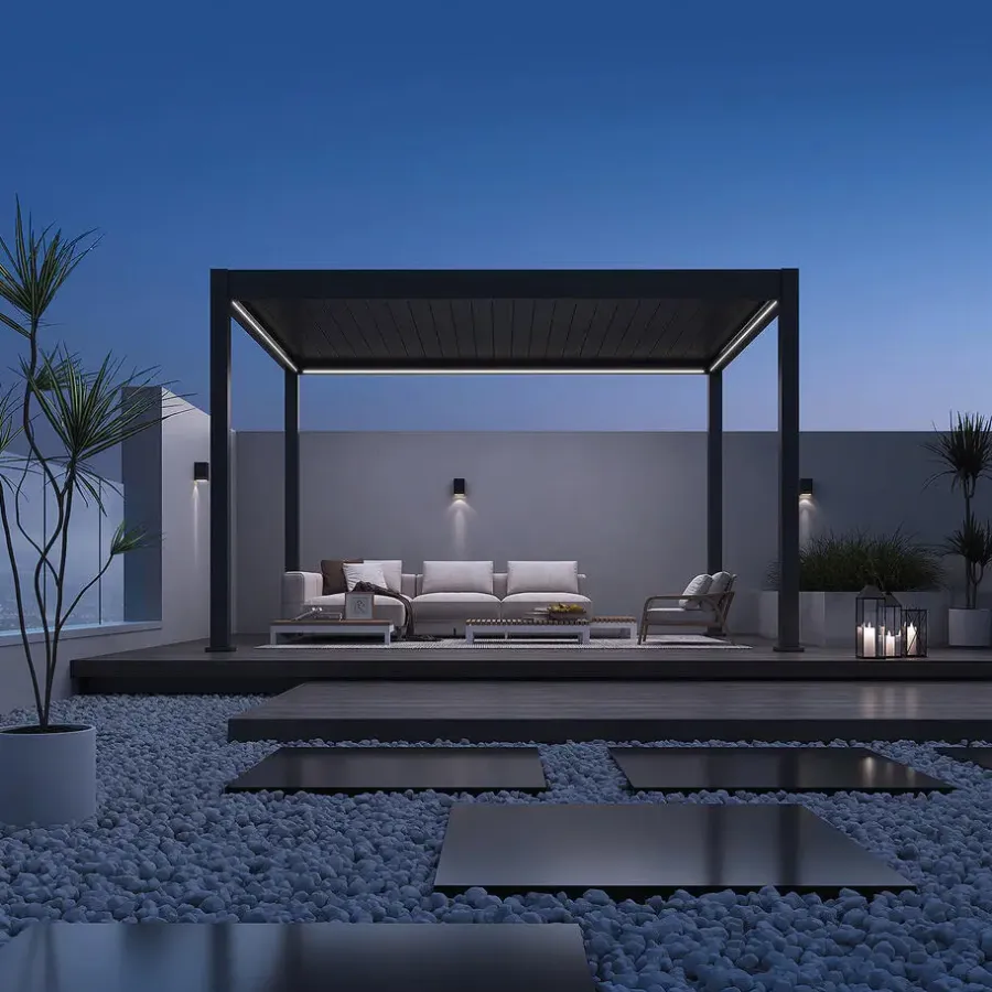 Terrasoverkappingen-Orion Deluxe overkapping elektrisch met LED 300 x 400 antraciet