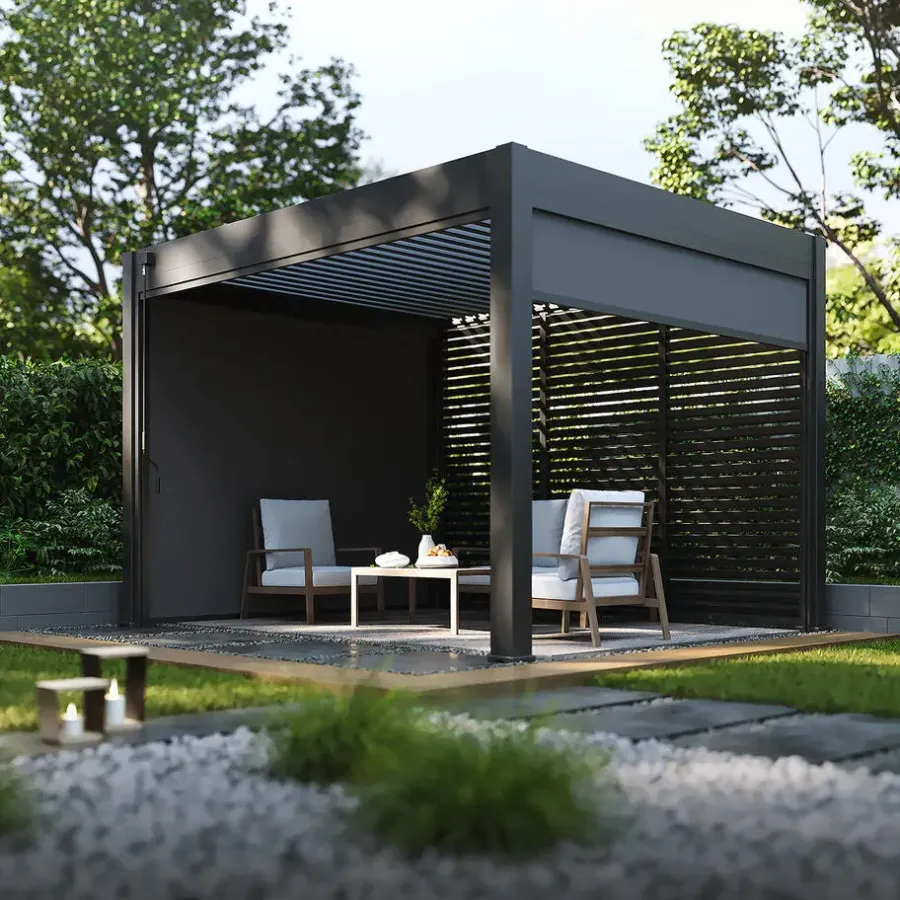 Terrasoverkappingen-Orion Deluxe overkapping elektrisch met LED 360 x 400 antraciet