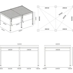 Orion Deluxe overkapping elektrisch met LED 360 x 530 antraciet