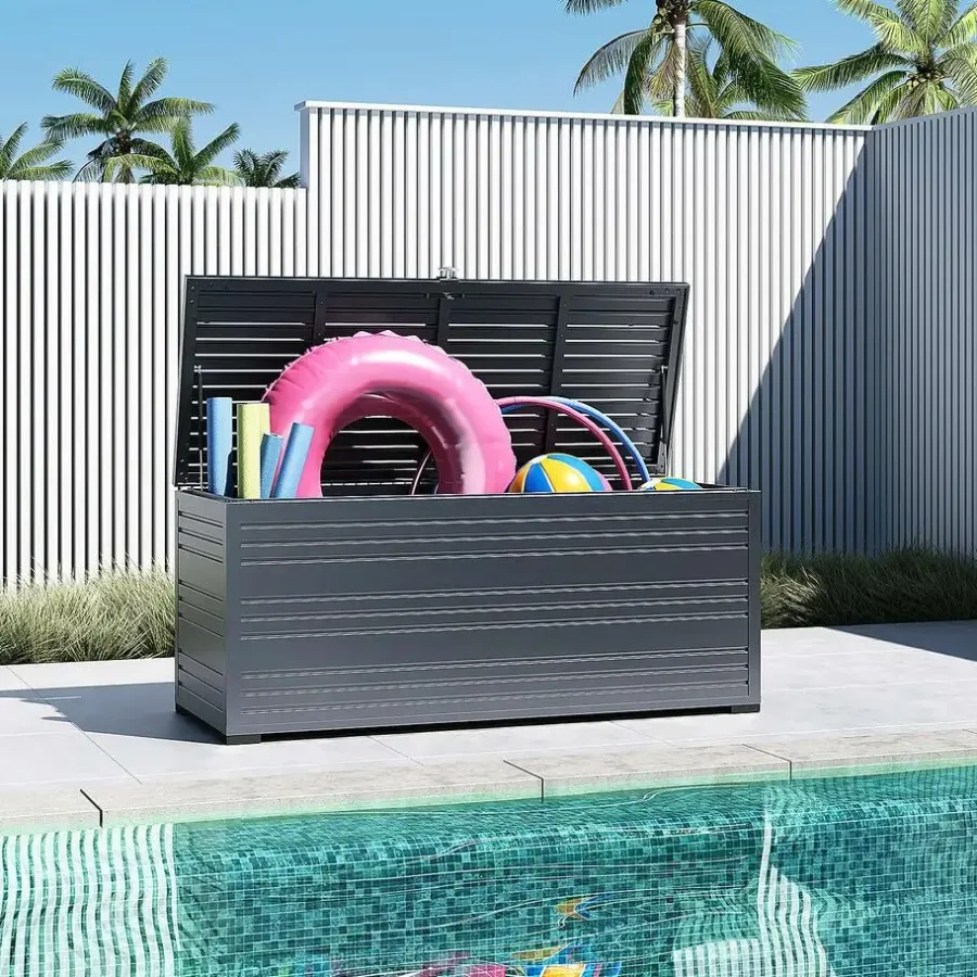Kussenboxen-Orion Sit & Store aluminium opbergbox 1318L antraciet