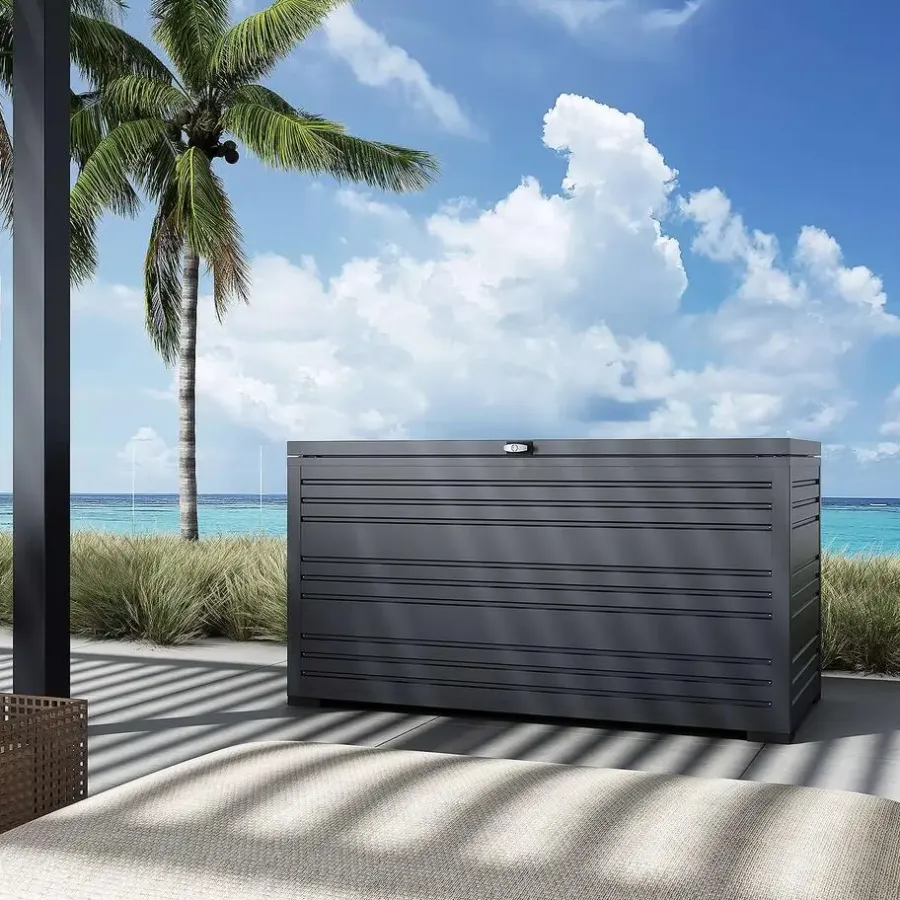 Kussenboxen-Orion Sit & Store aluminium opbergbox 1318L antraciet