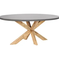 Tuintafels-Beliani ORISTANO - Tuintafel - Lichthout/Grijs - 190 x 100 cm - Beton