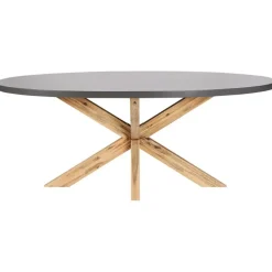 Tuintafels-Beliani ORISTANO - Tuintafel - Lichthout/Grijs - 190 x 100 cm - Beton