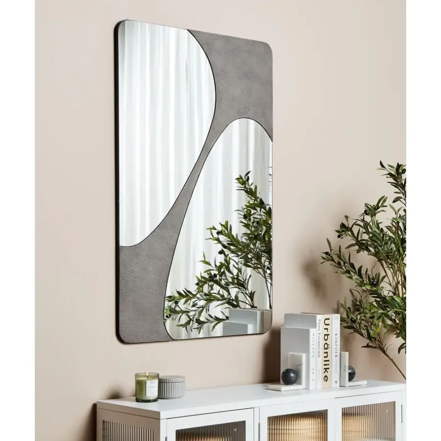 Spiegels-Beliani ORMES - Wandspiegel - Grijs - 70 x 110 cm - Glas