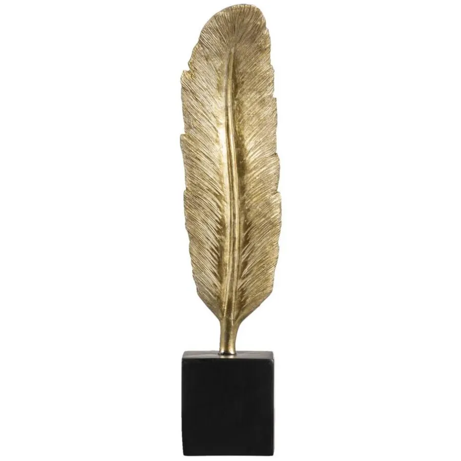 Leen Bakker Ornament Veer - goudkleur/zwart - 27x5,5x4,5 cm