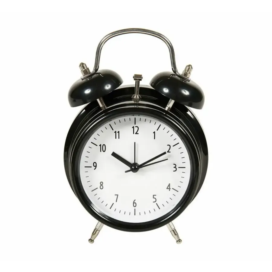 OSTARIA Tafelklok en wekker Model Bells - zwart - 12 cm - metaal