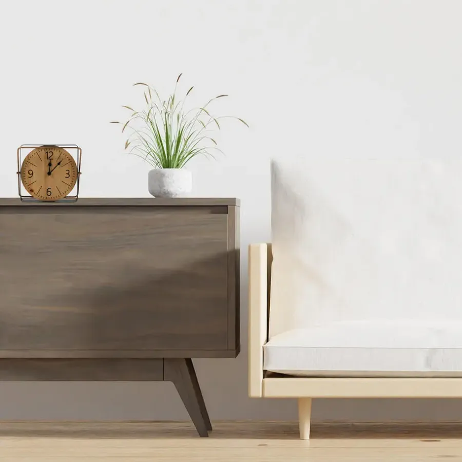 Merkloos Ostaria Tafelklok Galway - staand - metaal/MDF - zwart - D25 cm