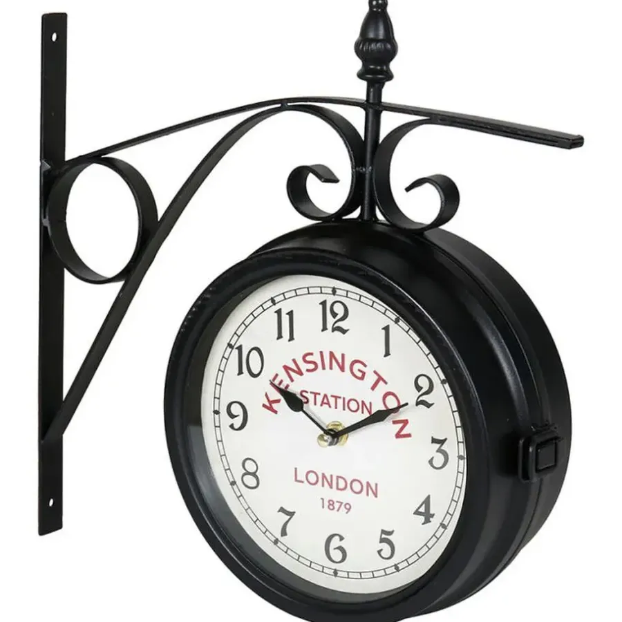 Klokken-Merkloos Ostaria Wandklok/muur klok - 21cm - Station klok - metaal - zwart