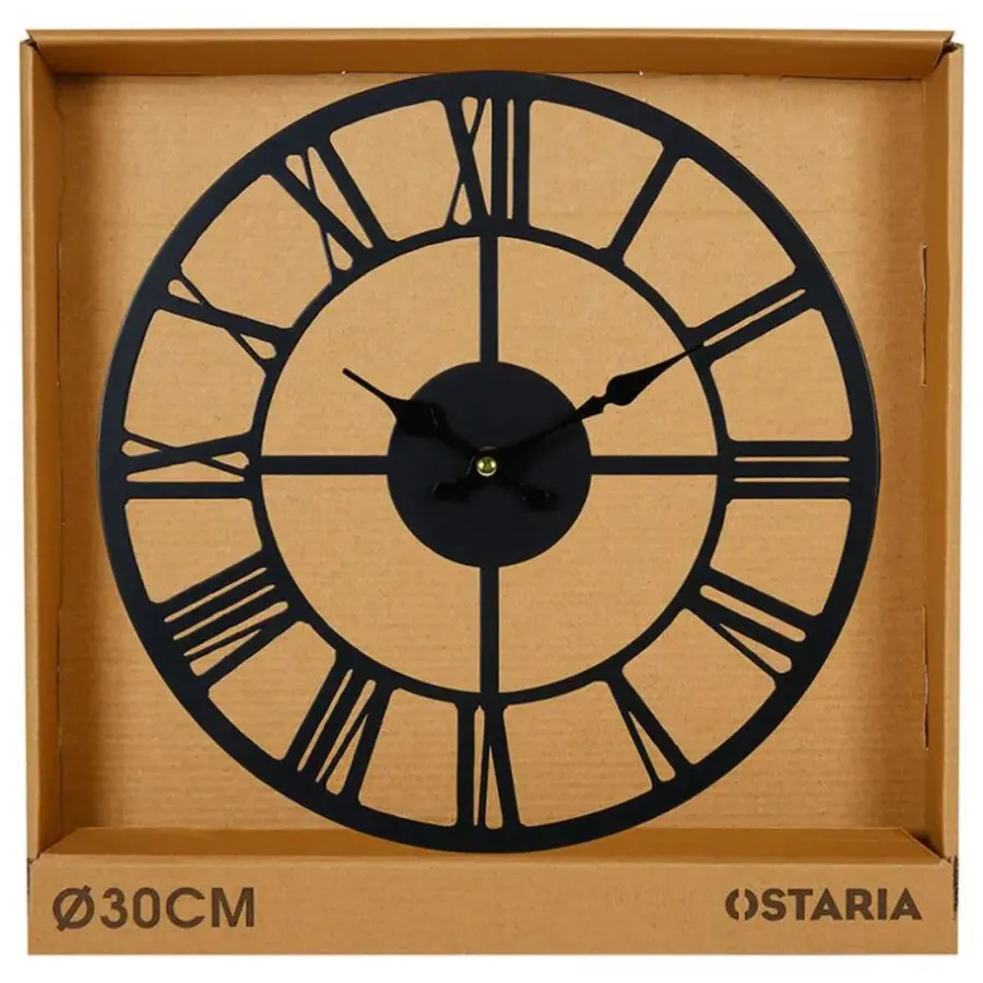Merkloos Ostaria Wandklok/muur klok Uliss - D30 cm - metaal - keuken/kamer