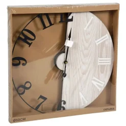 Merkloos Ostaria Wandklok/muur klok - D50 cm - metaal/hout - naturel/zwart