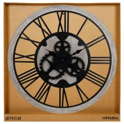 Klokken-Merkloos Ostaria Wandklok/muur klok - D79cm - MDF/metaal - naturel - kamer